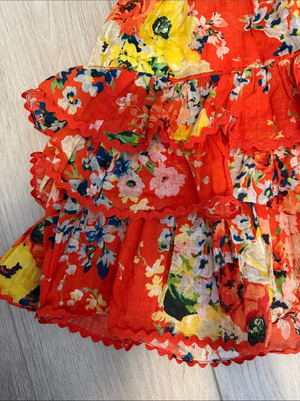 Zimmermann size 2 Red Floral Tiered Sundress